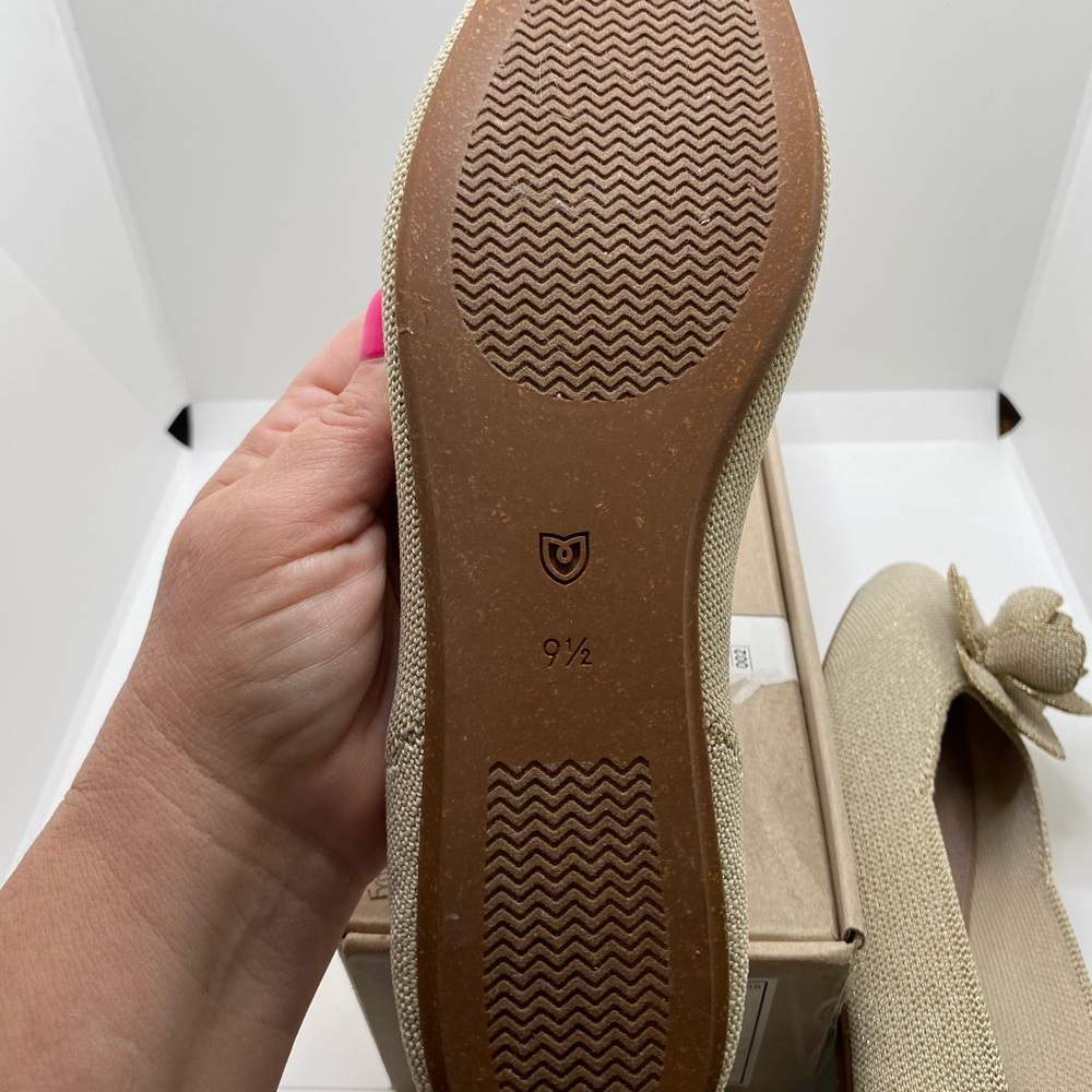 NEW!!! Rothy’s The Petal Square Toe Light Gold Metallic Flats Size 9.5 - Picture 4 of 8